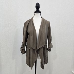 Zara Green Cardigan Mid Sleeve Length Size Small Tie Closure